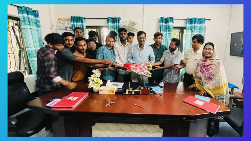 ছাত্রদলের পক্ষ থেকে জীবননগর পৌর ডিগ্রি কলেজের অধ্যক্ষকে ফুলেল শুভেচ্ছা