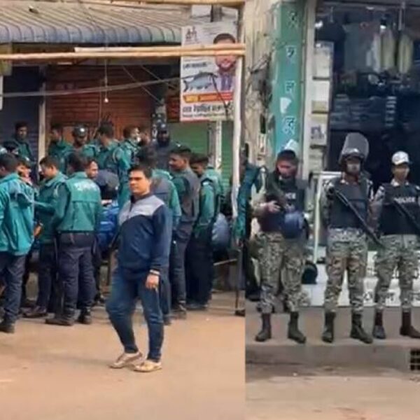 নীলক্ষেত এলাকায় সতর্ক অবস্থানে পুলিশ