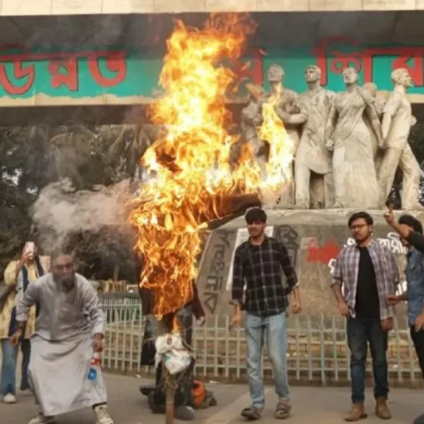 স্বরাষ্ট্র উপদেষ্টার পদত্যাগের দাবিতে ঢাবি শিক্ষার্থীদের কুশপুতুল দাহ