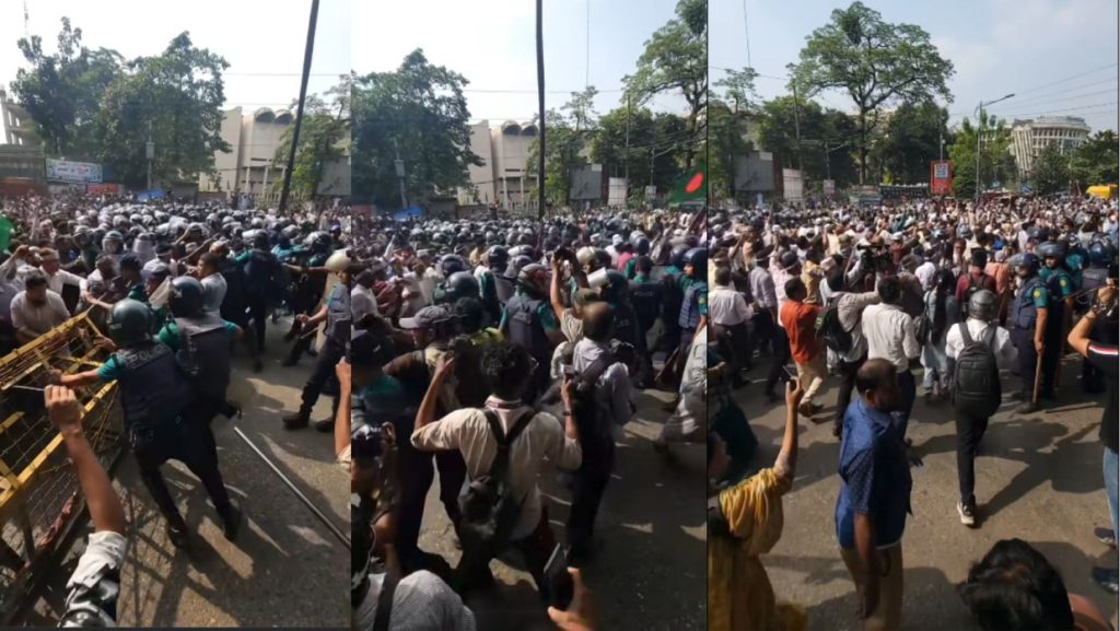 বাড়িভাড়া ও চিকিৎসা ভাতা বাড়ানোর দাবিতে শাহবাগ অবরোধ